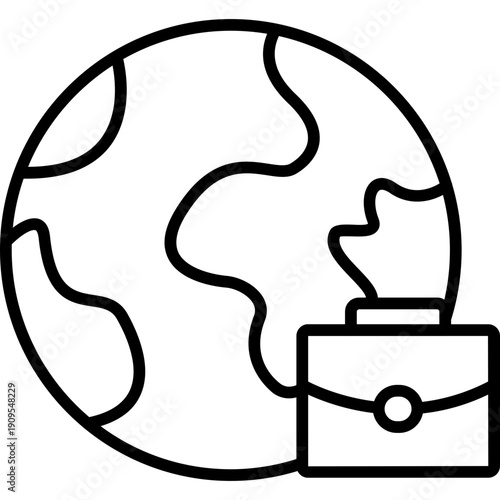 Globe with briefcase Icon