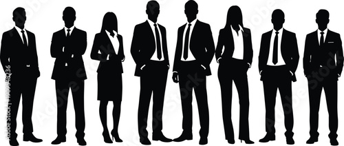 business, professional, silhouette, group, team, corporate, executive, suit, formal, office, leadership, isolated, vector, people, collection