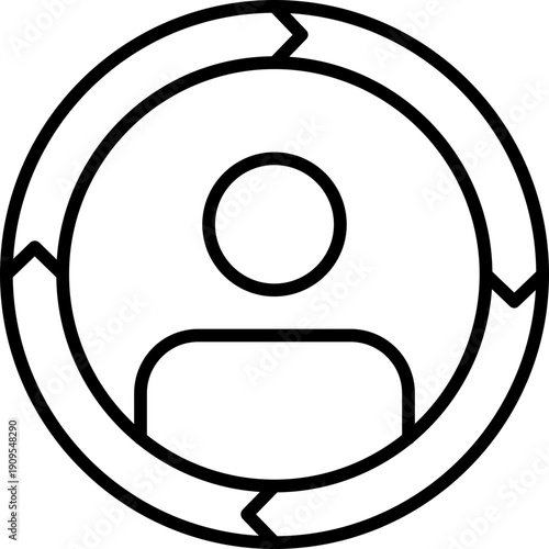 User profile surrounded by circular arrows Icon