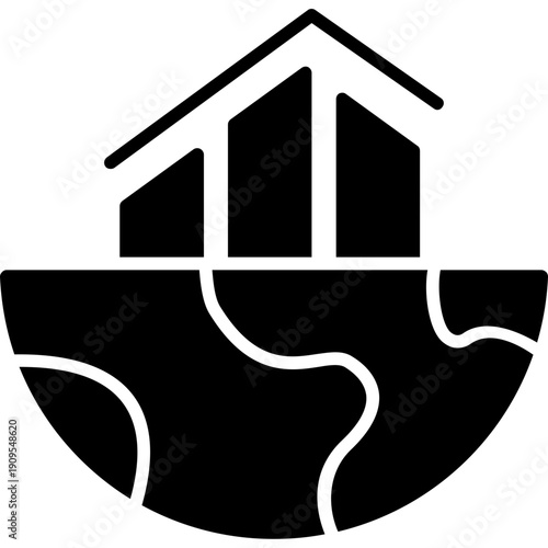 Global market growth with upward bars and globe Icon