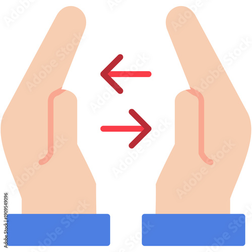Two opposing hands with arrows Icon