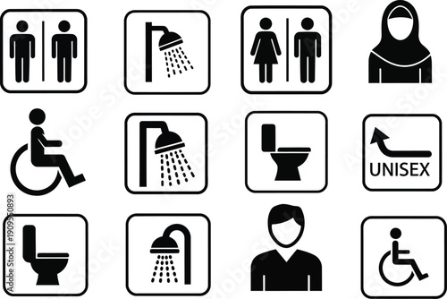 Restroom and toilet accessibility icons
