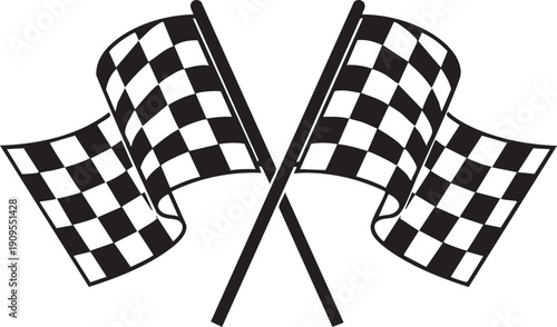Checkered Race Flag Cross Logo Racing Finish Symbol Automotive Sport Emblem