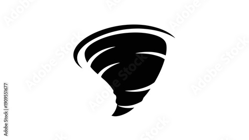 Vector illustration of black tornado icon or cyclone symbol on a transparent background