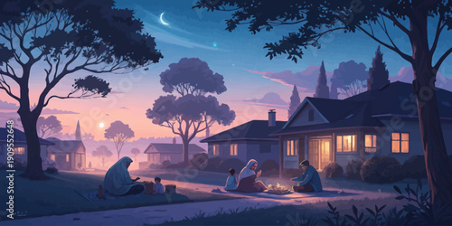 A peaceful Suhoor (Seher) scene glimpsed through a window before dawn, illustrating a quiet pre-fast meal during Ramadan with a serene and contemplative atmosphere.