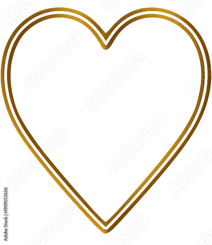 A golden, double-lined heart shape, set against a black backdrop, symbolizes love