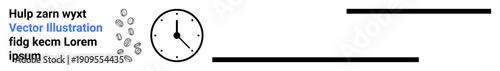 Time management, productivity planning, design templates, abstract layouts, presentation concepts, and minimalistic art. Circular analog clock and abstract lines on a clean layout. Time management