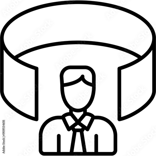 Person inside virtual reality headset space Icon