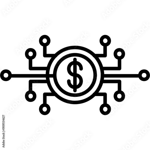 Currency symbol with connected nodes Icon