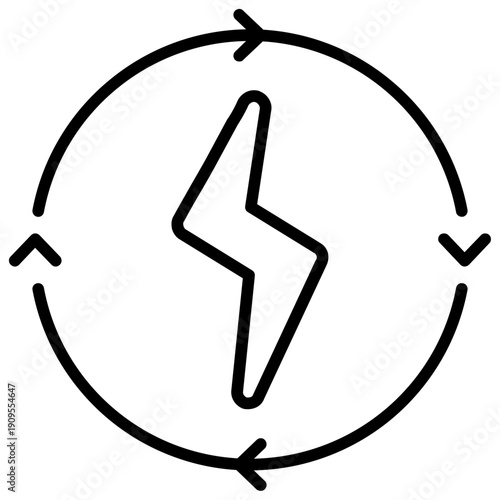 Lightning bolt with circular arrows Icon