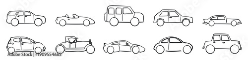 Car vector icons. Driving icon set. Street, highway, traffic light, signpost, directions, parking, route, GPS, drive, crosswalk. Driving concept outline icon set, vector illustration.