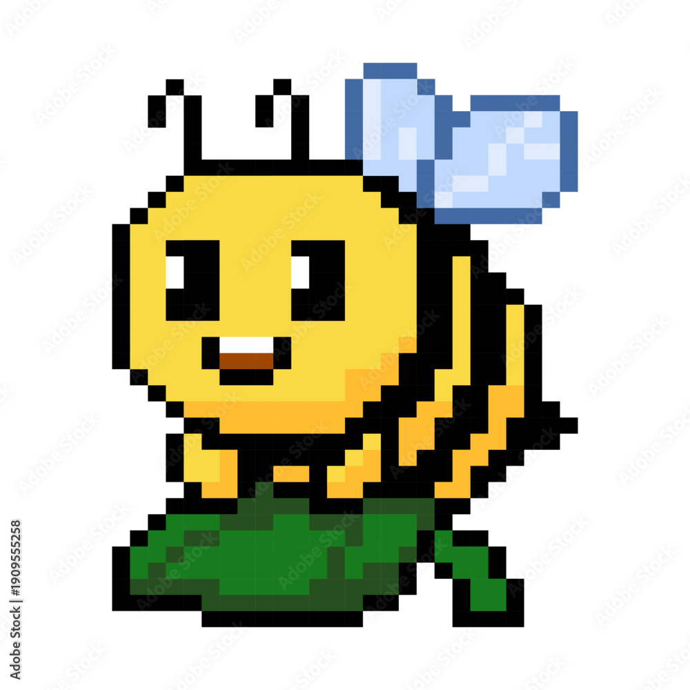 Obraz premium Honey Bee Sitting On Green Leaf