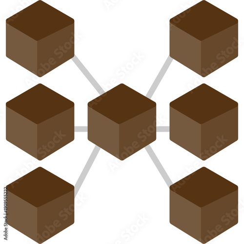 Connected cube block network Icon