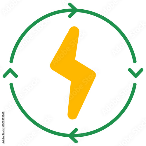 Lightning bolt with circular arrows Icon