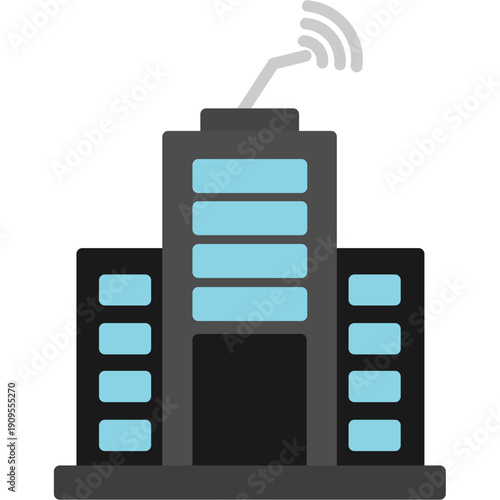 City buildings with wireless signal Icon