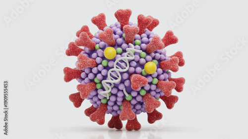 A detailed 3D illustration of a coronavirus particle made from candy and confectionery (3)_traced