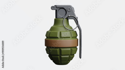 A detailed 3D render of a military-style hand grenade against a pure white background (2)_traced