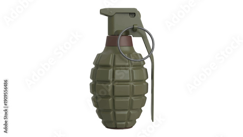 A detailed 3D render of a military-style hand grenade against a pure white background (4)_traced