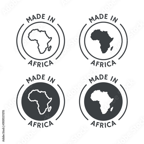 made in africa stamp icon set
