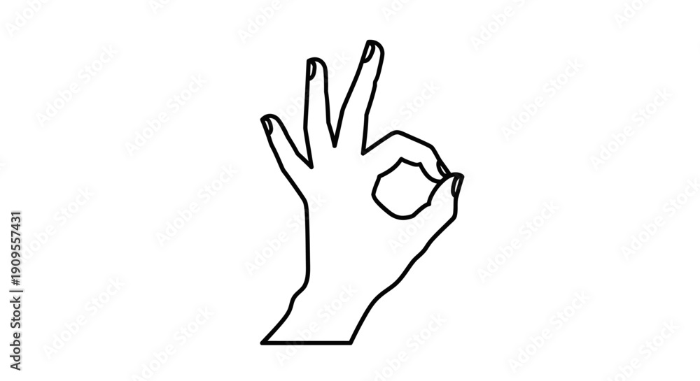 Obraz premium Hand Gesture Showing OK Sign with Thumb and Index Finger on Isolated White Background