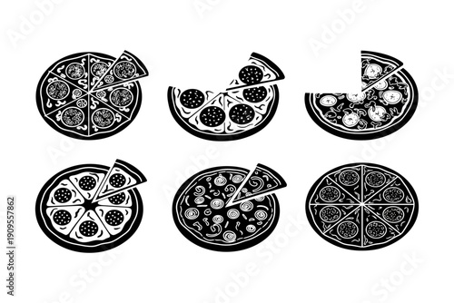 vector illustration of a set of pizza slices