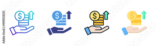 Earning icon set multiple style collection