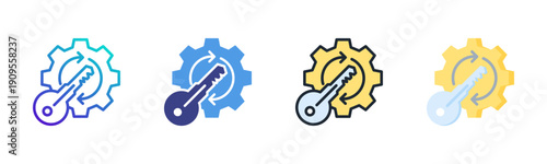 Process icon set multiple style collection