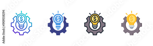 Financial Idea icon set multiple style collection