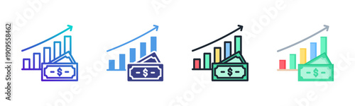 Growth icon set multiple style collection