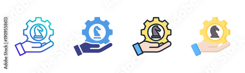 Strategic Management icon set multiple style collection