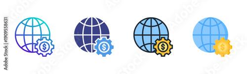 Financial icon set multiple style collection