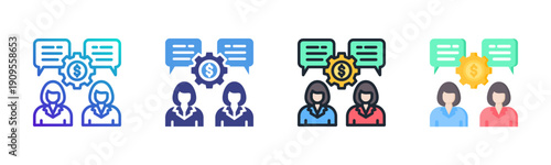 Communication icon set multiple style collection