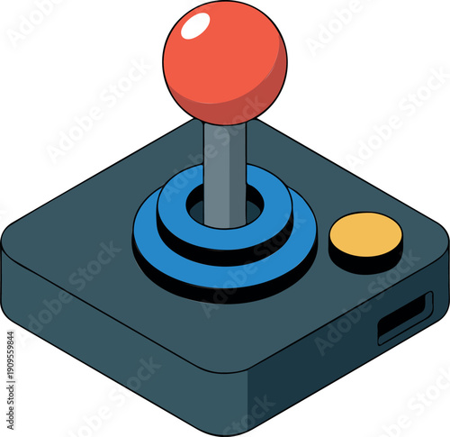 Retro Arcade Joystick Vector Illustration Classic Game Controller