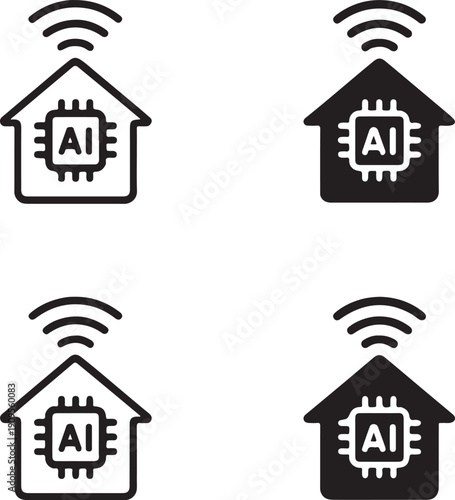 Isolated AI Smart Home Technology Icon, AI smart home automation, AI intelligent smart system, AI smart automation solution, AI machine learning home technology vector isolated