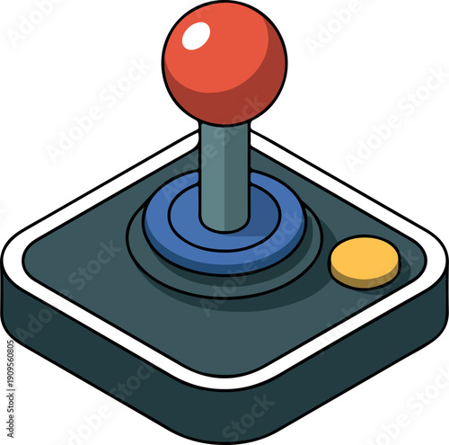 Retro Arcade Joystick Vector Illustration Classic Game Controller