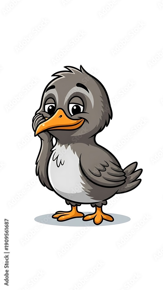 Obraz premium Cute cartoon bird standing alone.