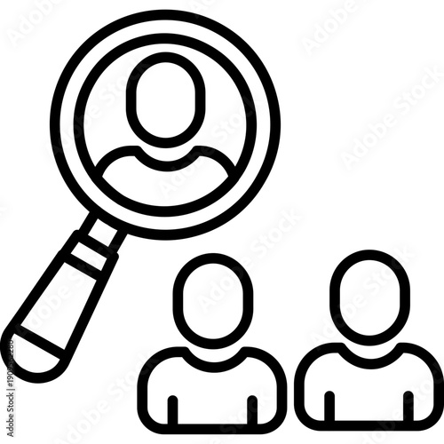 Magnifying glass over users Icon