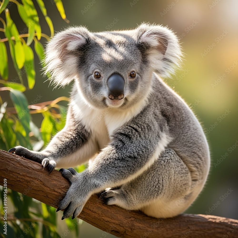 Fototapeta premium Cuddly Koala Bear on Tree Branch.