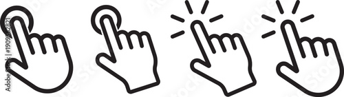 Hand click icon set. pointer sign and symbol. Hand click icon set illustration. pointer sign and symbol. hand cursor icon. Computer mouse click cursor arrow icons set. Clicking cursor
