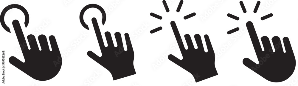 Fototapeta premium Hand click icon set. pointer sign and symbol. Hand click icon set illustration. pointer sign and symbol. hand cursor icon. Computer mouse click cursor arrow icons set. Clicking cursor