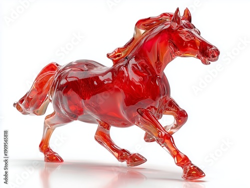 Red Glass Horse Sculpture - Dynamic Glass Art Piece