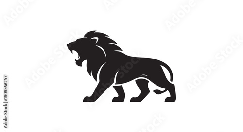 Majestic Silhouette: A powerful silhouette of a roaring lion, showcasing the king of the jungle in a bold, eye-catching design.