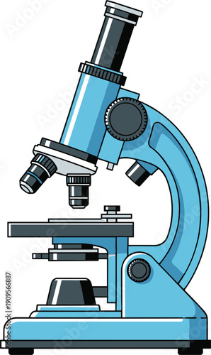 Laboratory Microscope Equipment Illustration in Blue Color Vector Icon for Science Education Research Biology Chemistry and Medical Study