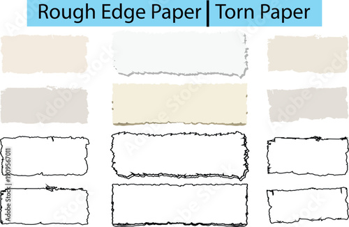 Paper torn edges, Rectangle torn paper vector, Rough edge rectangle frame vector
