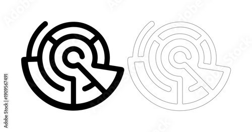 Abstract circular maze illustration with a clear path and a solid design