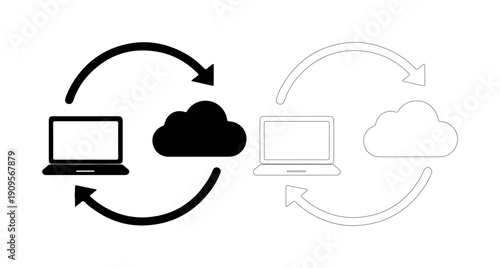 Digital data synchronization between laptop and cloud service