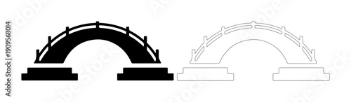 Elegant arched bridge silhouette, symbolizing connection and passage across obstacles.