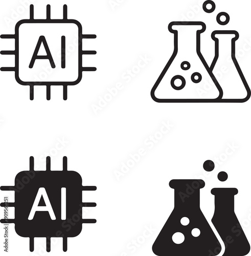 Isolated AI Innovation Lab Icon, AI research technology design, AI intelligent innovation system, AI smart automation design, AI machine learning lab vector isolated