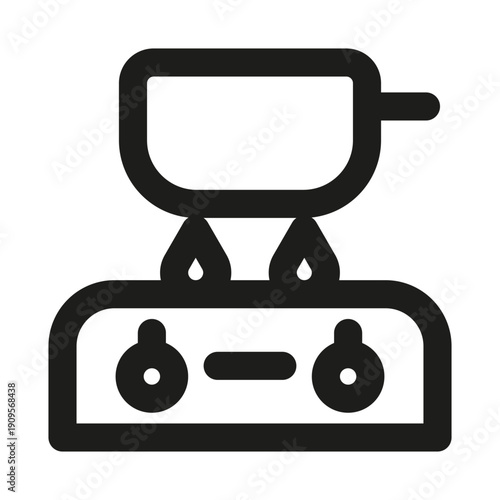Burner Gas Stove Professional Modern Line Icon. Minimal kitchen cooking appliance flame heat control concept outline design