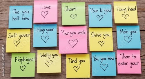 Wallpaper Mural Love message on sticky notes Torontodigital.ca